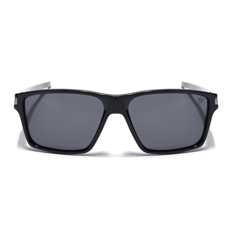 Jaxor | Shine Black & Silver Rectangle Polarized Sunglasses - PMG3968