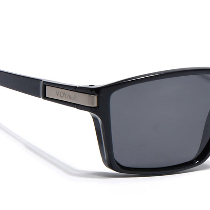 Jaxor | Shine Black & Silver Rectangle Polarized Sunglasses - PMG3968