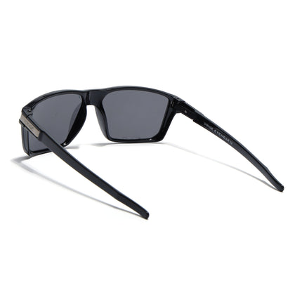 Jaxor | Shine Black & Silver Rectangle Polarized Sunglasses - PMG3968