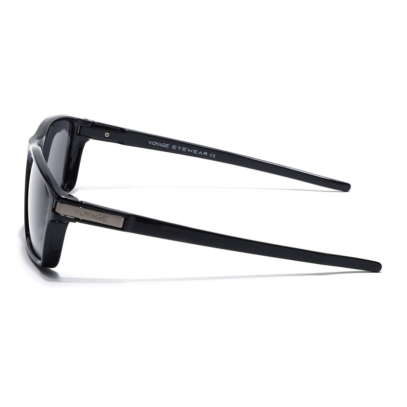 Jaxor | Shine Black & Silver Rectangle Polarized Sunglasses - PMG3968
