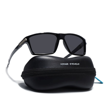 Jaxor | Shine Black & Silver Rectangle Polarized Sunglasses - PMG3968