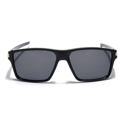 Jaxor | Matte Black & Golden Rectangle Polarized Sunglasses - PMG3969