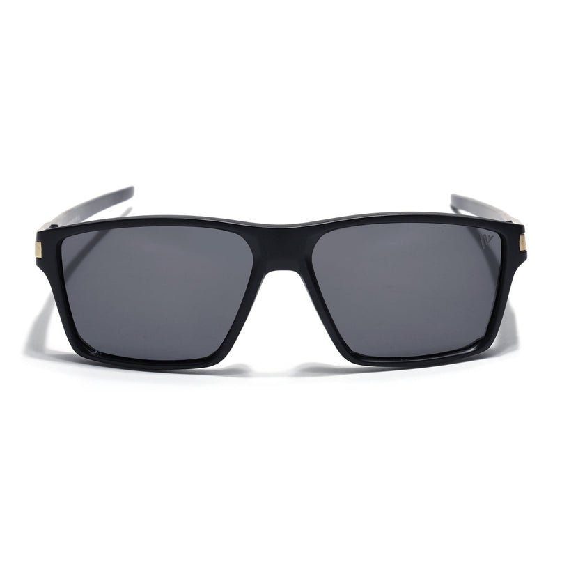 Jaxor | Matte Black & Golden Rectangle Polarized Sunglasses - PMG3969