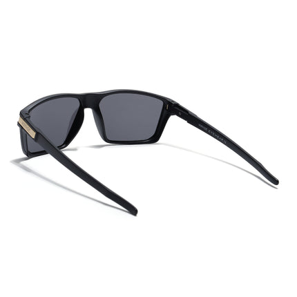 Jaxor | Matte Black & Golden Rectangle Polarized Sunglasses - PMG3969