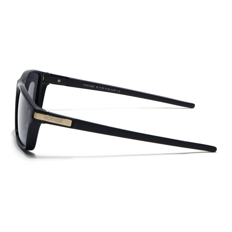 Jaxor | Matte Black & Golden Rectangle Polarized Sunglasses - PMG3969