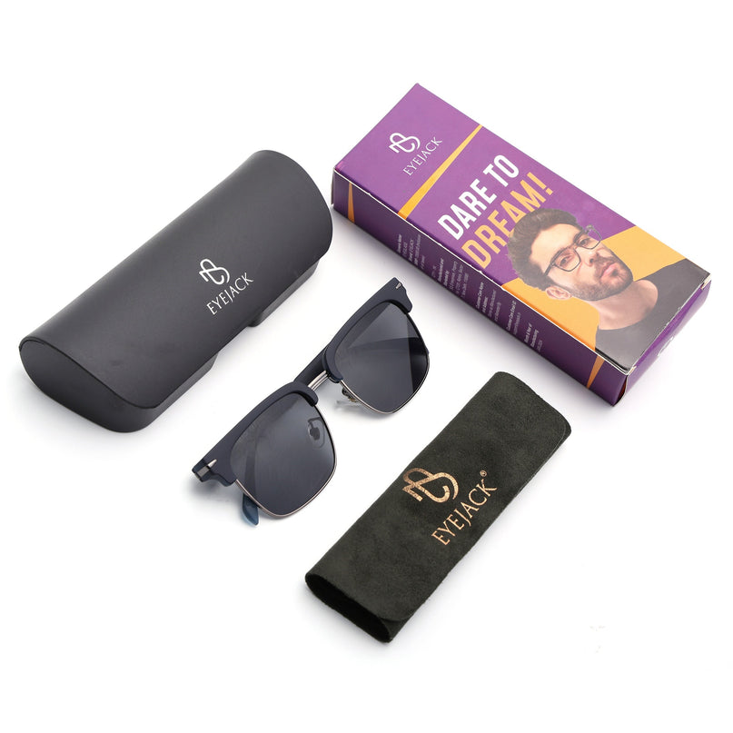 Eyejack Blue & Grey Square Sunglasses for Men & Women (1119CL1089)