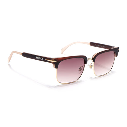 Eyejack Brown & Golden Square Sunglasses for Men & Women (1119CL1090)
