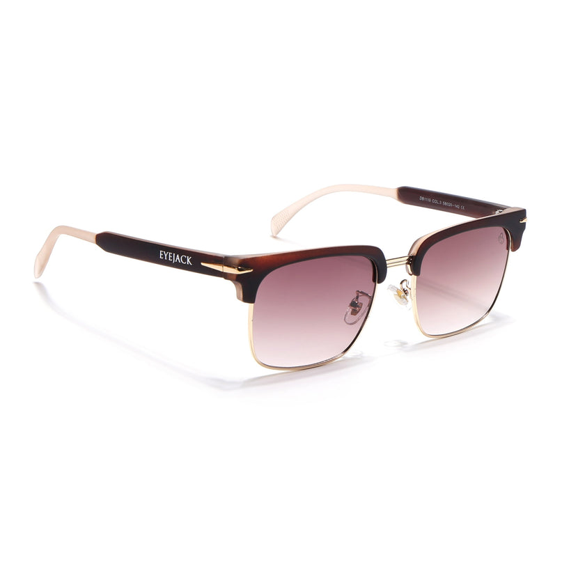 Eyejack Brown & Golden Square Sunglasses for Men & Women (1119CL1090)