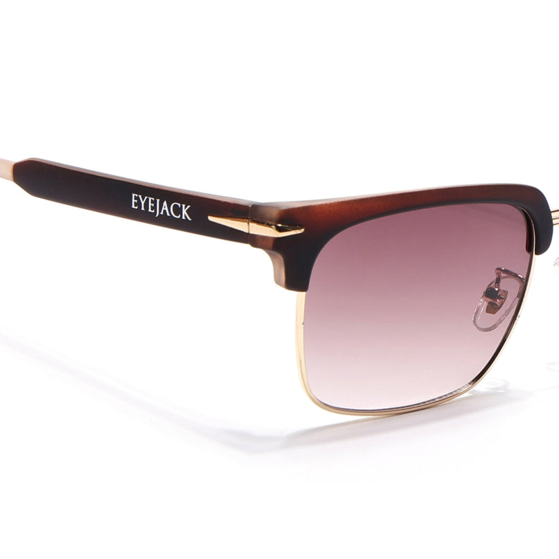 Eyejack Brown & Golden Square Sunglasses for Men & Women (1119CL1090)