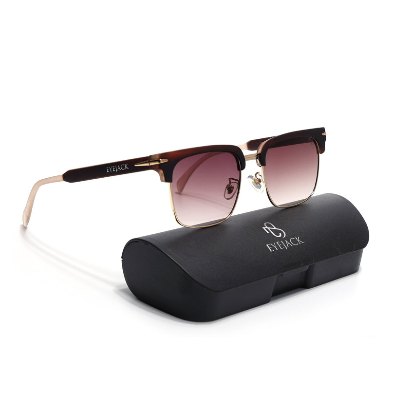 Eyejack Brown & Golden Square Sunglasses for Men & Women (1119CL1090)