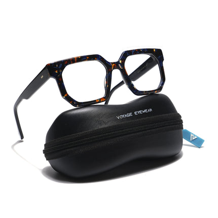 Voyage Veloura Select Brown & Blue Square Eyeglasses for Men & Women - SLMG5873-C2