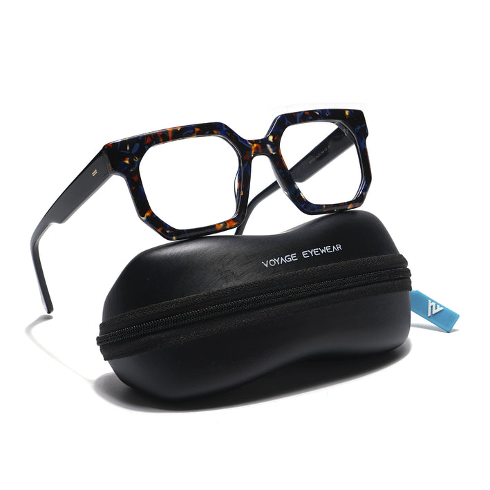 Voyage Veloura Select Brown & Blue Square Eyeglasses for Men & Women - SLMG5873-C2
