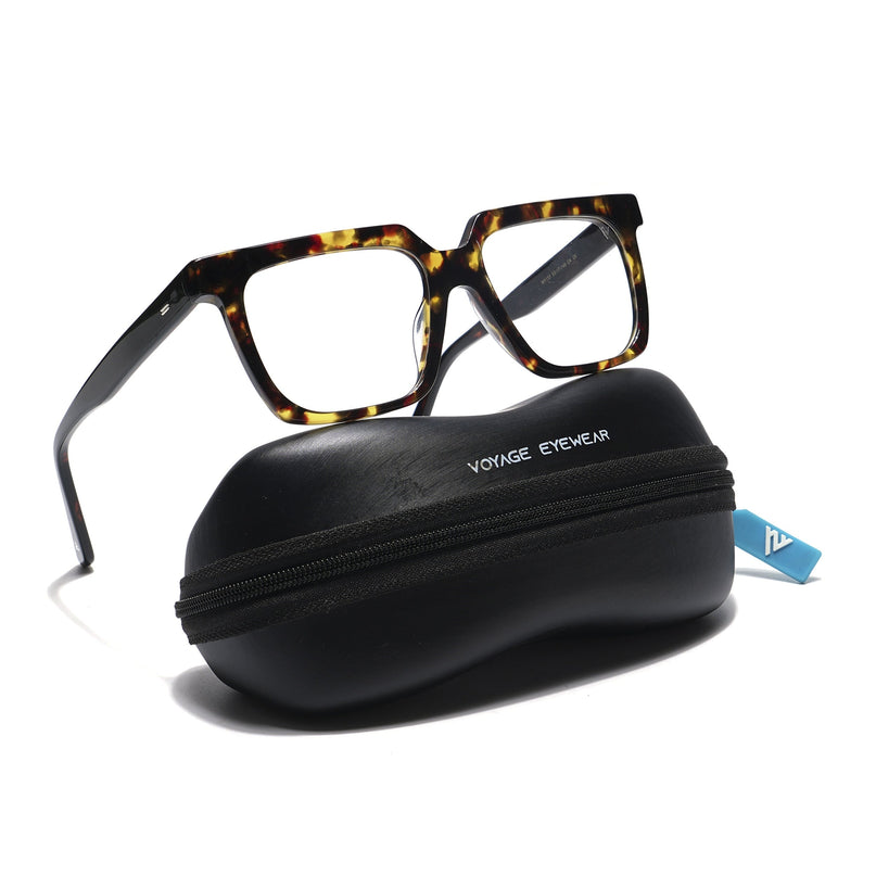 Voyage Veloura Select Brown & Yellow Square Eyeglasses for Men & Women - SLMG5927-C2