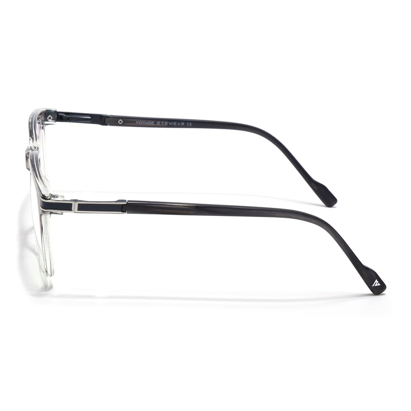 Voyage Grey & Clear Square Eyeglasses for Men & Women (116001FMG6959-C3)