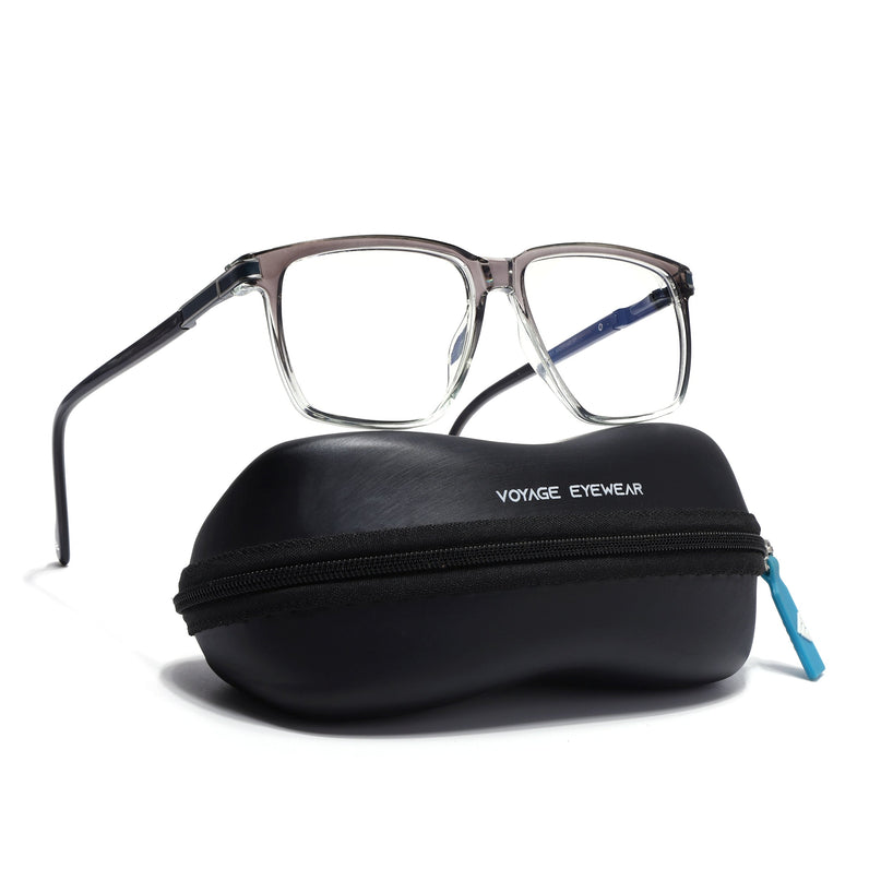 Voyage Grey & Clear Square Eyeglasses for Men & Women (116001FMG6959-C3)