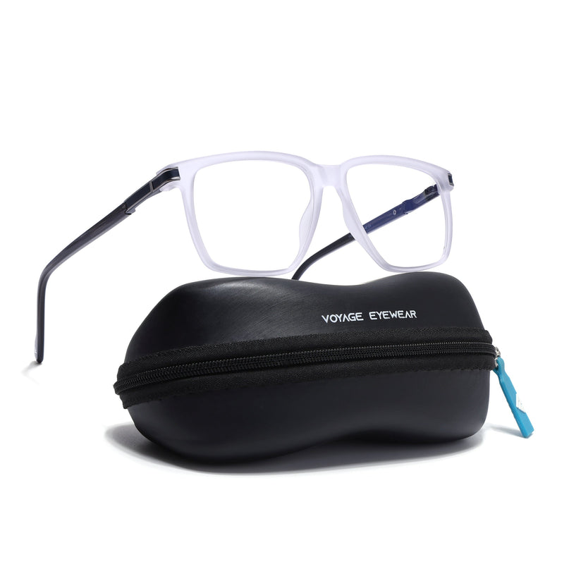 Voyage Matt Grey Square Eyeglasses for Men & Women (116001FMG6960-C4)