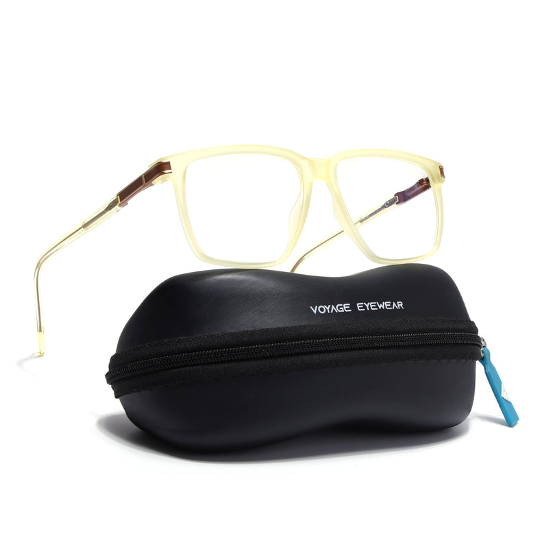 Voyage Light Yellow Square Eyeglasses for Men & Women (116001FMG6963-C7)