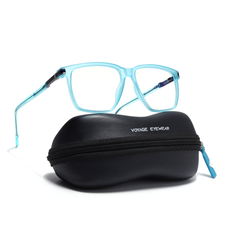 Voyage Sea Blue Square Eyeglasses for Men & Women (116001FMG6964-C8)