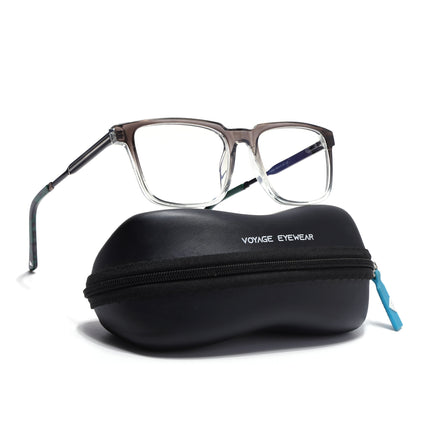 Voyage Grey & Clear Square Eyeglasses for Men & Women (116002FMG6969-C3)