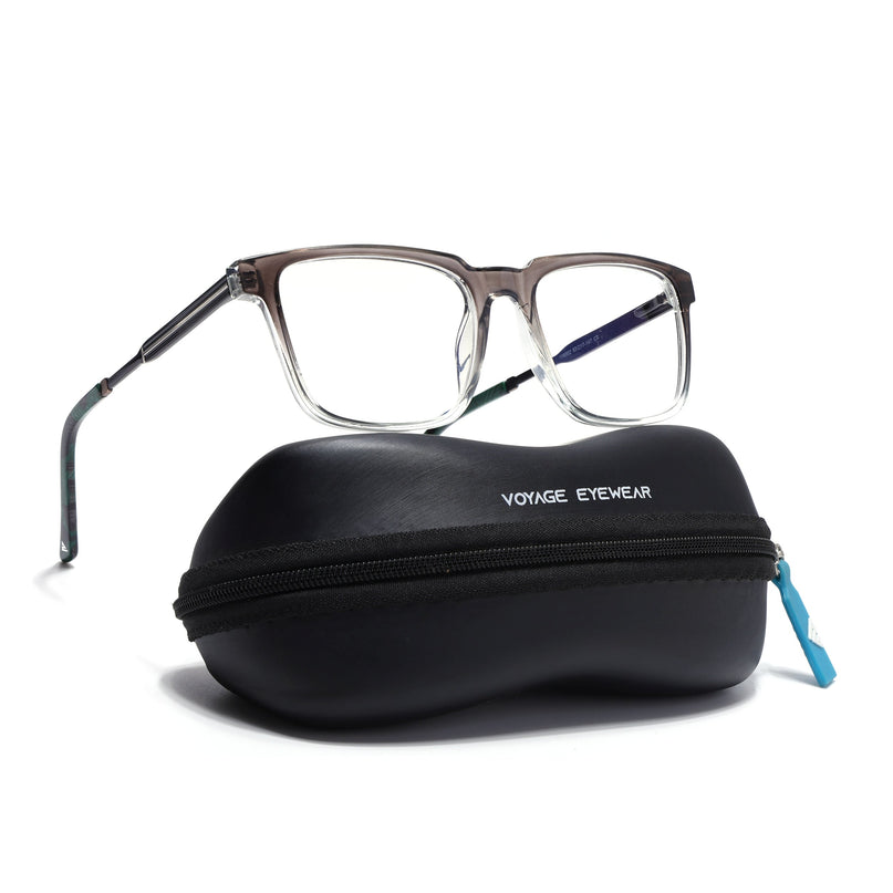 Voyage Grey & Clear Square Eyeglasses for Men & Women (116002FMG6969-C3)