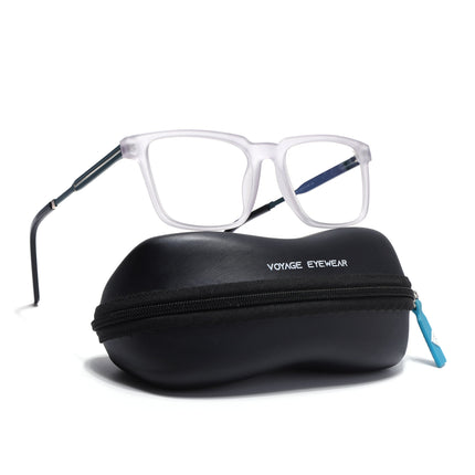Voyage Matt Grey Square Eyeglasses for Men & Women (116002FMG6970-C4)