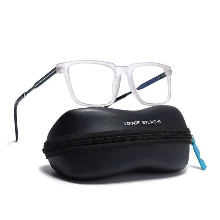 Voyage Matt Grey Square Eyeglasses for Men & Women (116002FMG6970-C4)