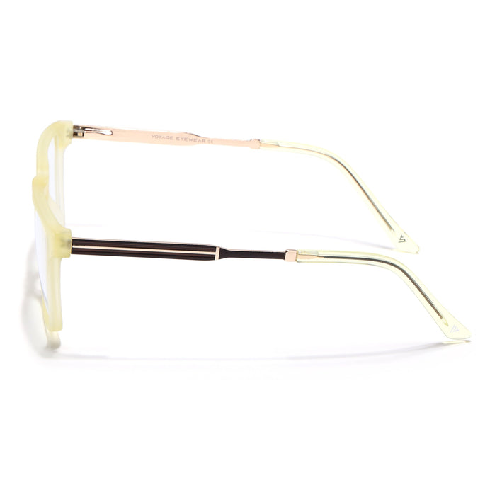 Voyage Light Yellow Square Eyeglasses for Men & Women (116002FMG6973-C7)