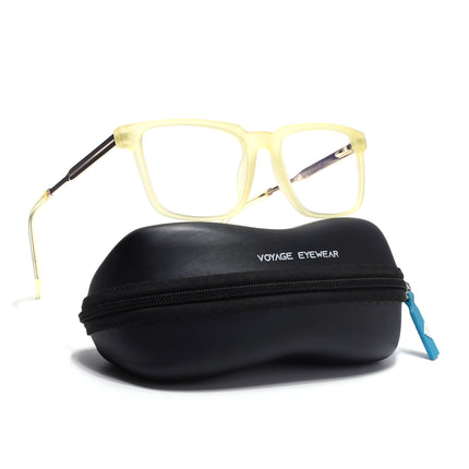 Voyage Light Yellow Square Eyeglasses for Men & Women (116002FMG6973-C7)