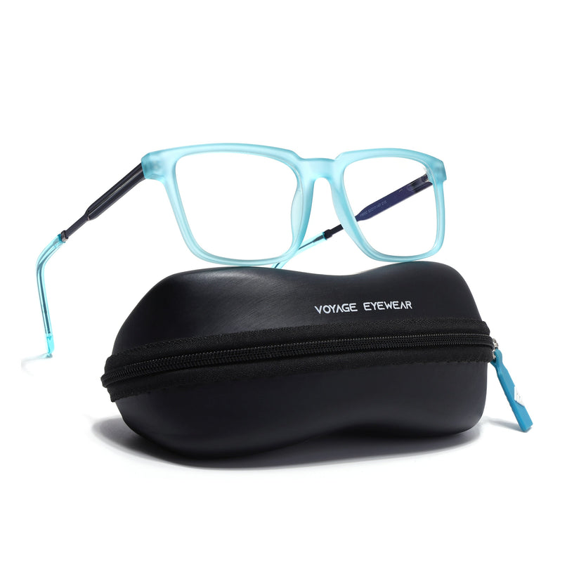 Voyage Sea Blue Square Eyeglasses for Men & Women (116002FMG6974-C8)