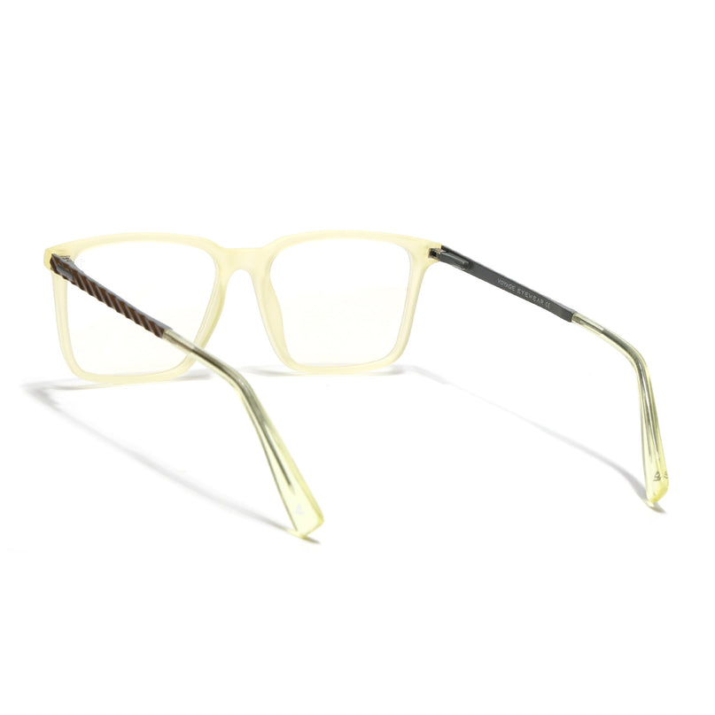 Voyage Light Yellow Square Eyeglasses for Men & Women (116003FMG7020-C4)