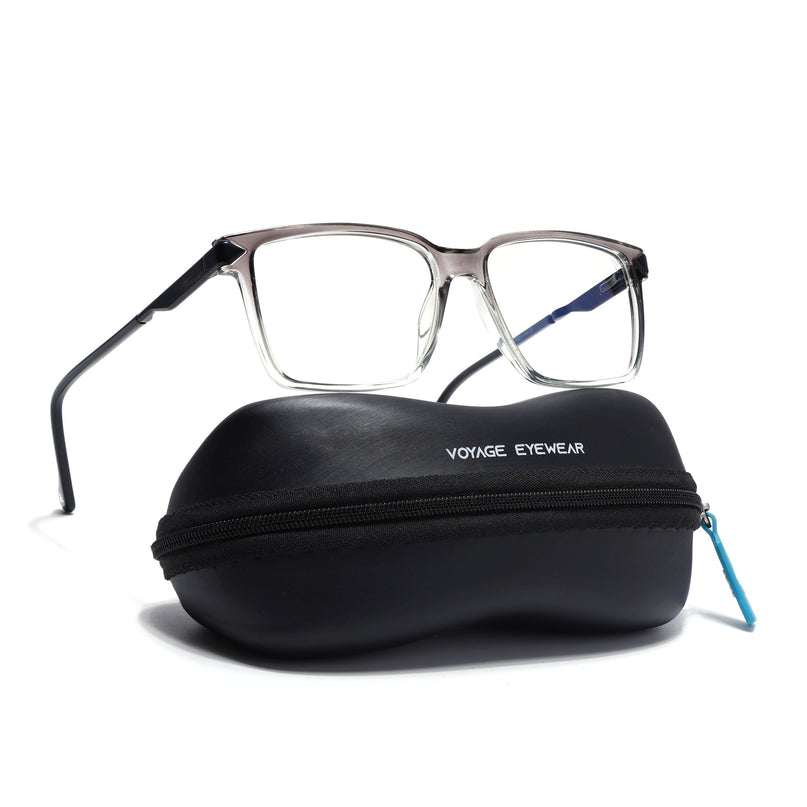Voyage Grey & Clear Square Eyeglasses for Men & Women (116004FMG6979-C3)