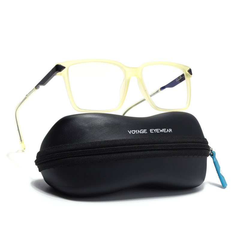 Voyage Light Yellow Square Eyeglasses for Men & Women (116004FMG6983-C7)