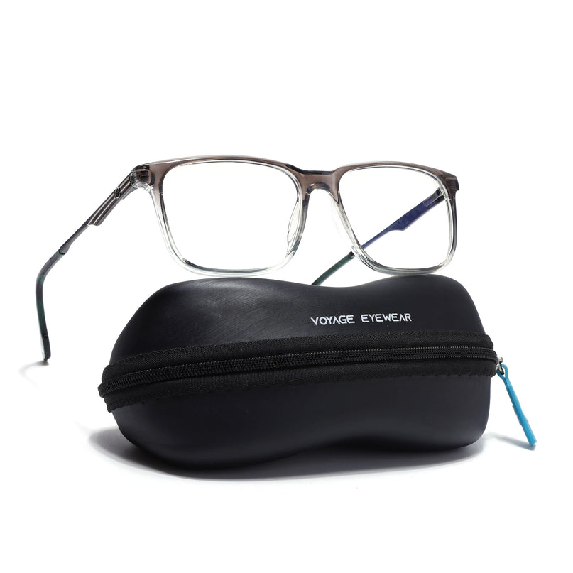Voyage Grey & Clear Square Eyeglasses for Men & Women (116005FMG6989-C3)