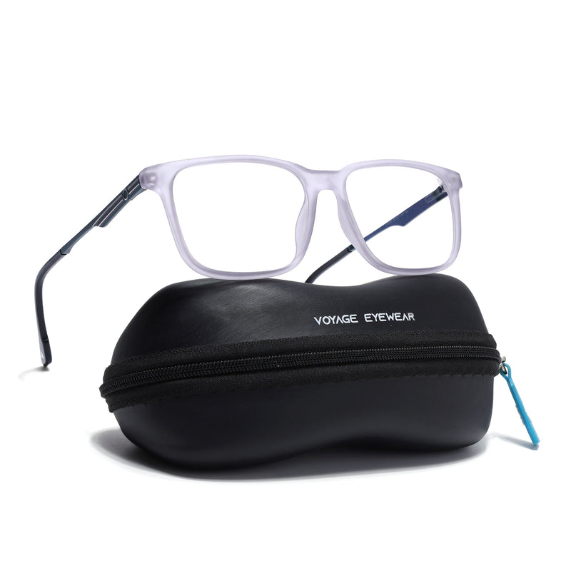 Voyage Matt Grey Square Eyeglasses for Men & Women (116005FMG6990-C4)