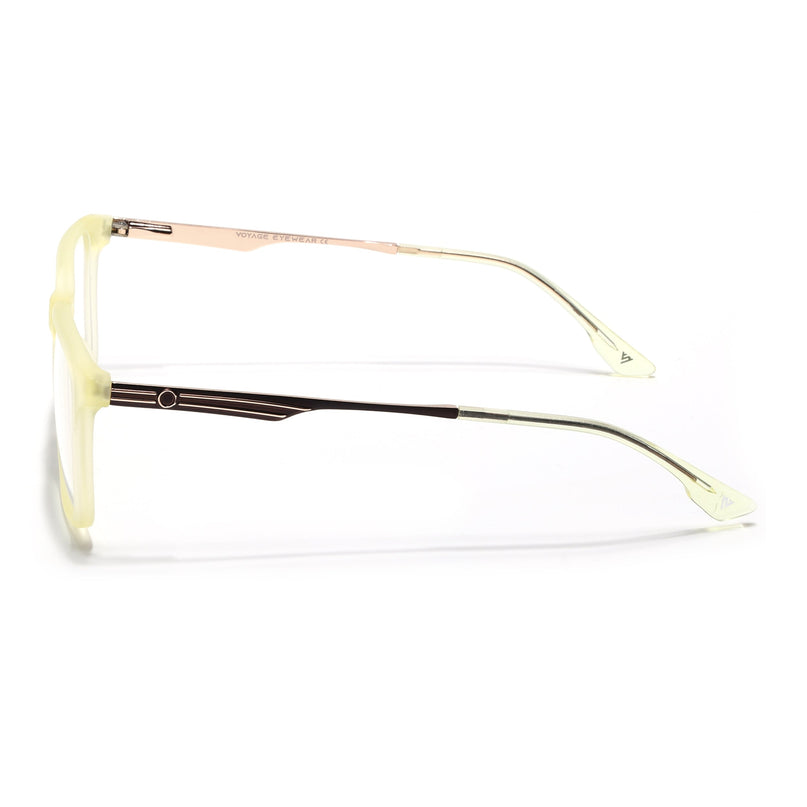 Voyage Light Yellow Square Eyeglasses for Men & Women (116005FMG6993-C7)