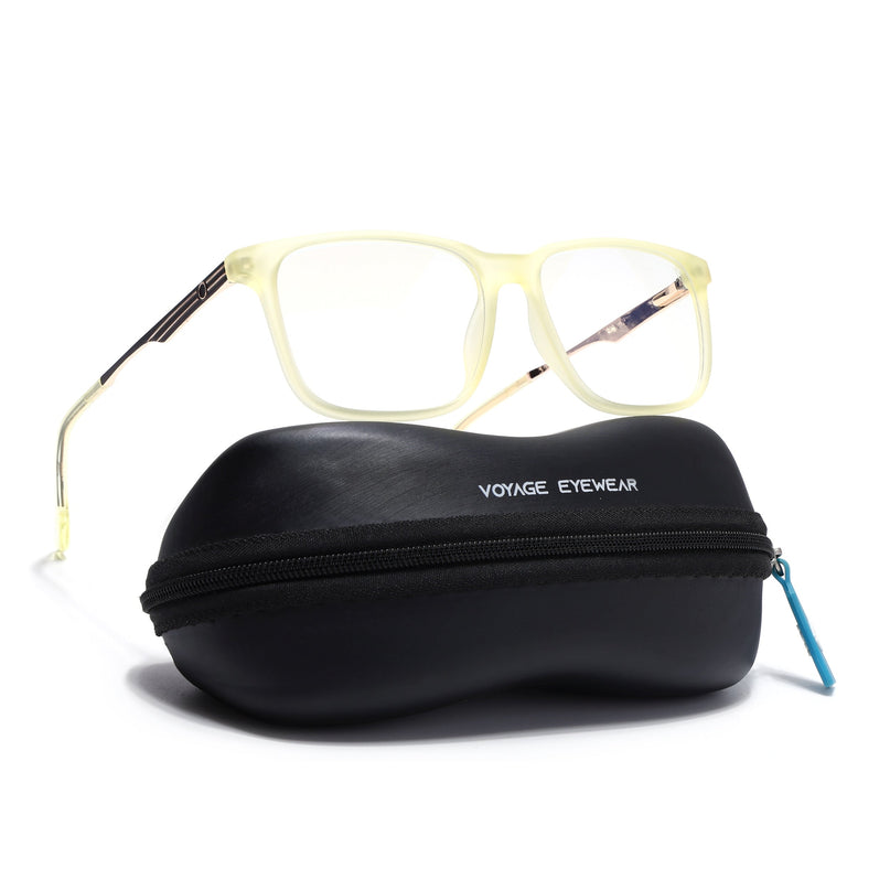 Voyage Light Yellow Square Eyeglasses for Men & Women (116005FMG6993-C7)