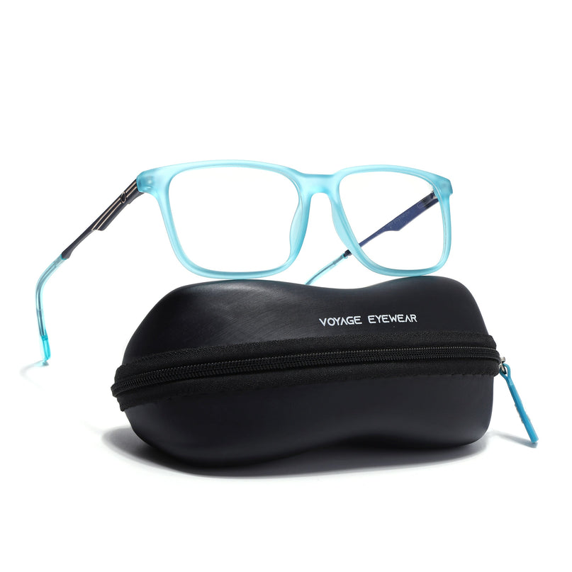 Voyage Sea Blue Square Eyeglasses for Men & Women (116005FMG6994-C8)