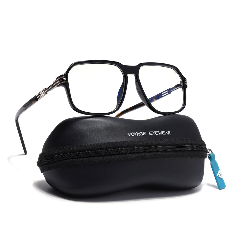 Voyage Shine Black Square Eyeglasses for Men & Women (116007FMG6997-C1)