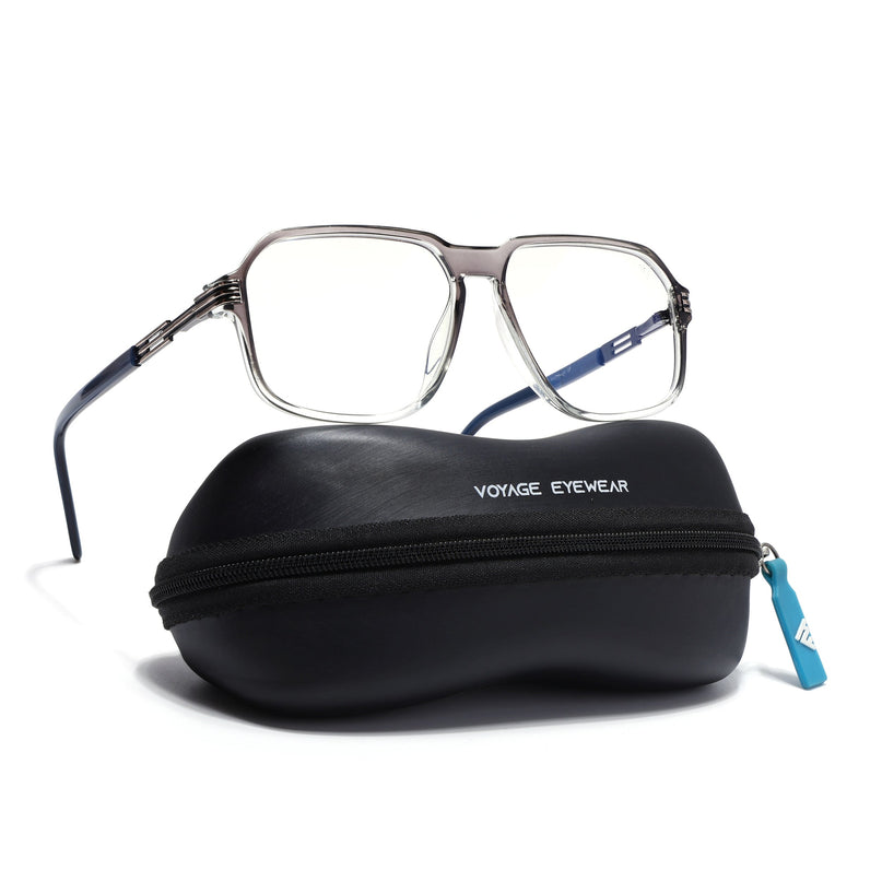 Voyage Grey & Clear Square Eyeglasses for Men & Women (116007FMG6999-C3)