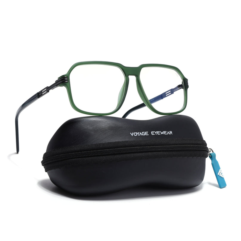 Voyage Green Square Eyeglasses for Men & Women (116007FMG7001-C5)