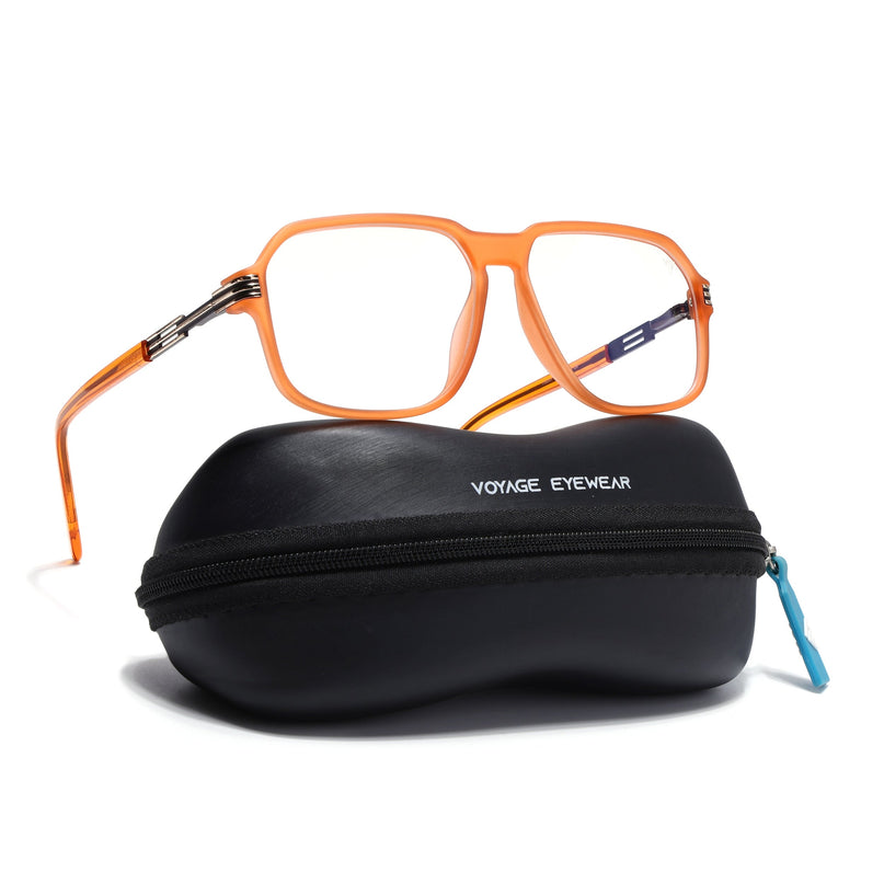 Voyage Orange Square Eyeglasses for Men & Women (116007FMG7002-C6)