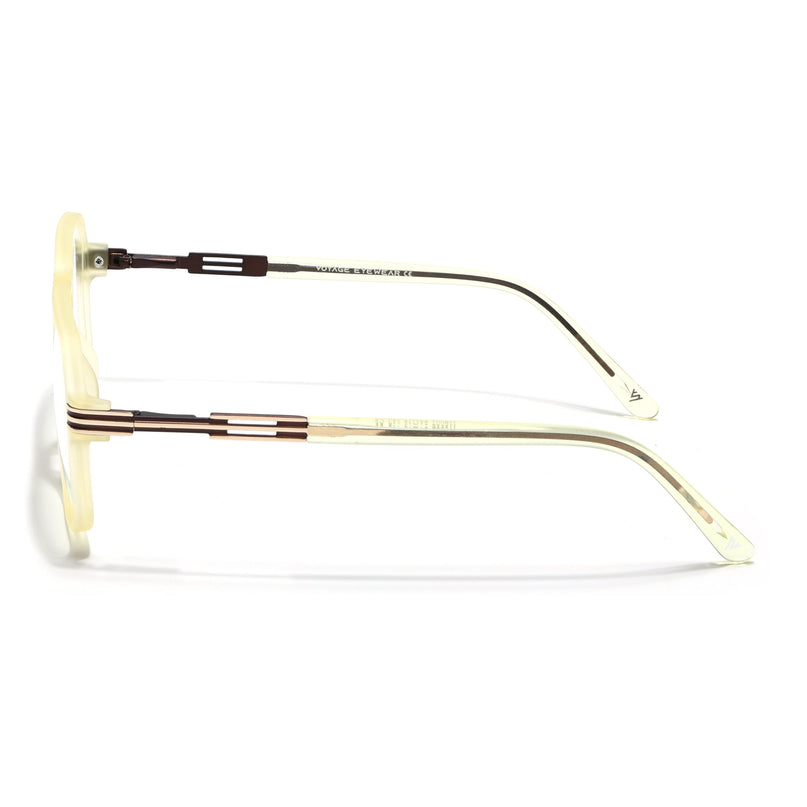 Voyage Light Yellow Square Eyeglasses for Men & Women (116007FMG7003-C7)