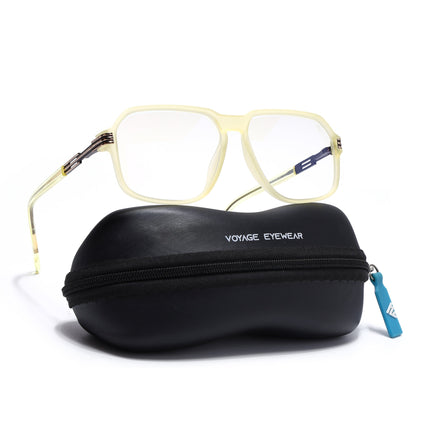 Voyage Light Yellow Square Eyeglasses for Men & Women (116007FMG7003-C7)