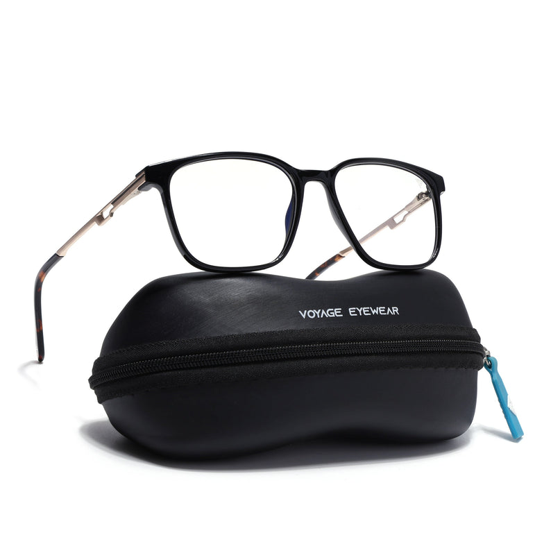 Voyage Shine Black Square Eyeglasses for Men & Women (116008FMG7007-C1)
