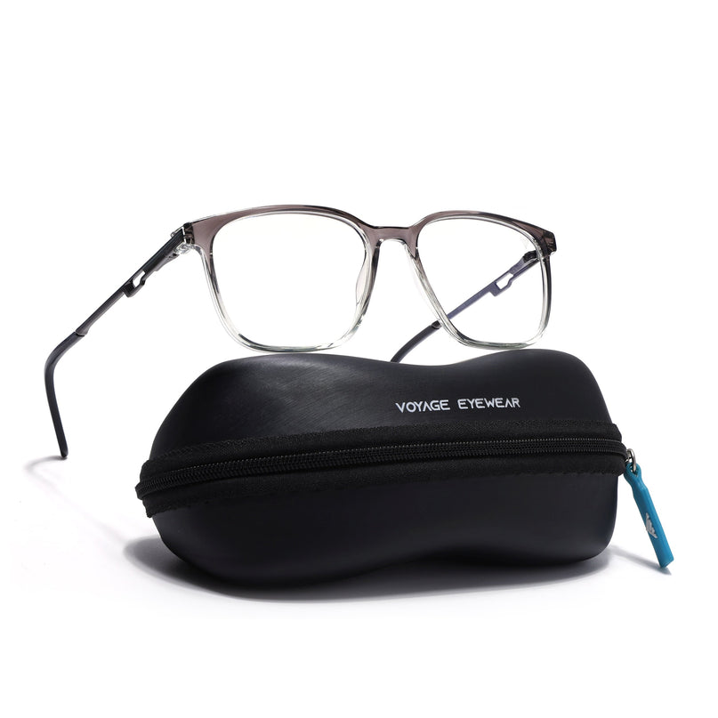 Voyage Grey & Clear Square Eyeglasses for Men & Women (116008FMG7009-C3)