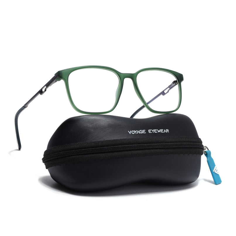 Voyage Green Square Eyeglasses for Men & Women (116008FMG7011-C5)