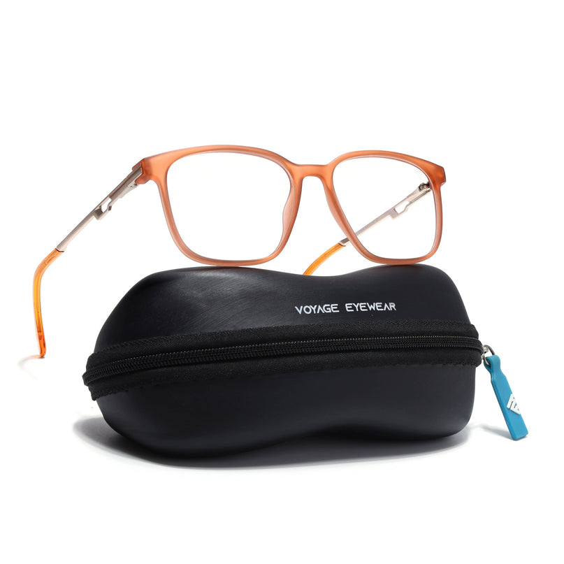 Voyage Orange Square Eyeglasses for Men & Women (116008FMG7012-C6)