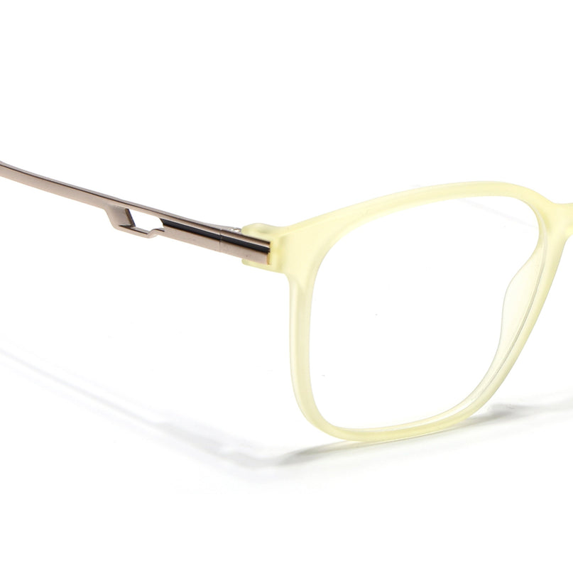 Voyage Light Yellow Square Eyeglasses for Men & Women (116008FMG7013-C7)