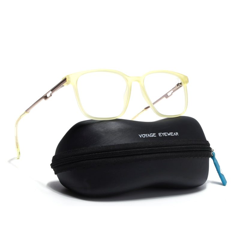 Voyage Light Yellow Square Eyeglasses for Men & Women (116008FMG7013-C7)