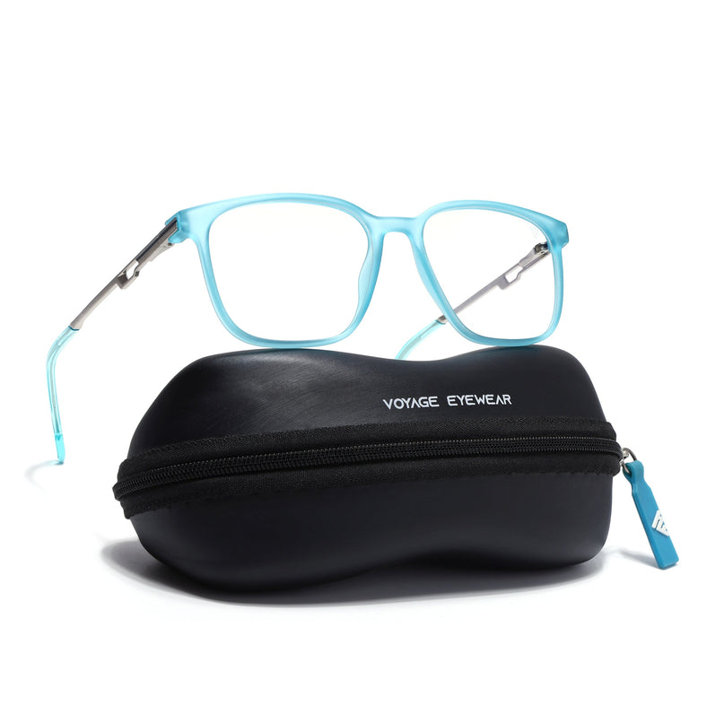Voyage Sea Blue Square Eyeglasses for Men & Women (116008FMG7014-C8)